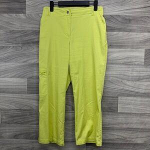 Chico's Ankle Pants Womens 4 /0 Yellow Straight Leg Nylon Stretch Slash Pocket